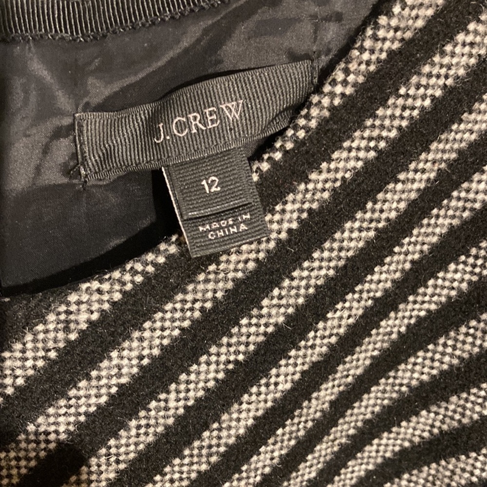 NWOT J. CREW Wool Black Dress with Tweed Herringbone Pattern Size 12 - Picture 4 of 5